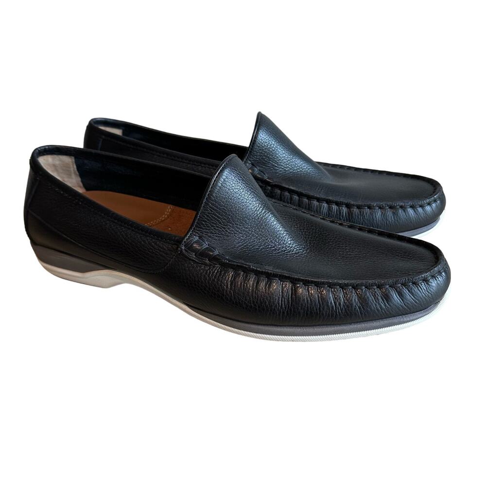 Johnston & Murphy Men's Black Leather Loafer Rubber Heel 10.5